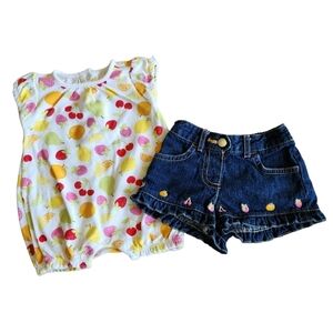 Gymboree fruit romper and shorts, size 0-3 months